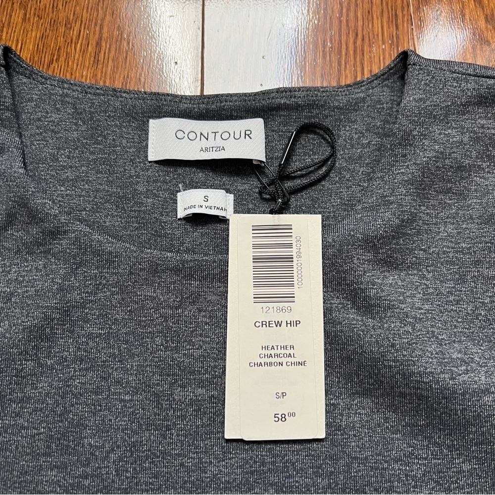 [NWT] Aritzia Contour Crew Hip Long-Sleeve Heather Charcoal Gray - Sz S - Picture 11 of 16
